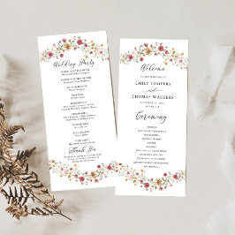 Hochzeitsprogramm für Wildblumen Programm