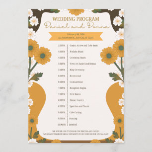 Hochzeitsprogramm – Gelbe und Weiße Blumengrenze D Programm