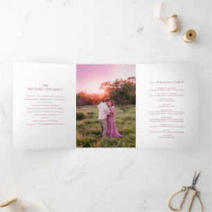 Hochzeitsprogramm Glückshufeisen rosa Band Foto  Dreifach-gefaltete Programmkarte
