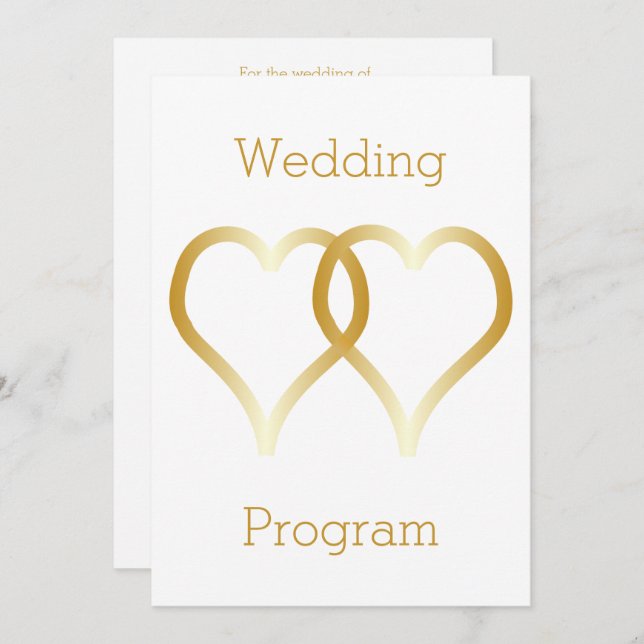 Hochzeitsprogramm Gold Hearts Programm (Vorne/Hinten)