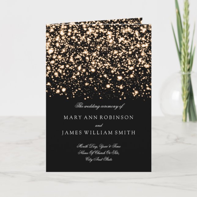 Hochzeitsprogramm Gold Midnight Glam Programm (Vorderseite)