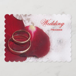 Hochzeitsprogramm Gold Rings Rose Petals Programm