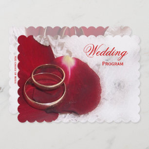 Hochzeitsprogramm Gold Rings Rose Petals Programm