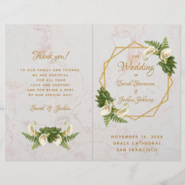 Hochzeitsprogramm Gold Weißer Marmor Calla Lilies