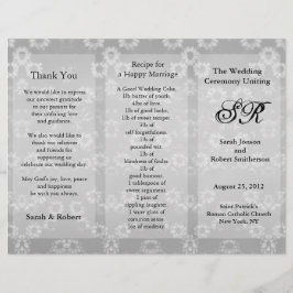 Hochzeitsprogramm Grau-floraler Flyer