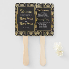 Hochzeitsprogramm Hand Fan 1920er Jahre Gold Fächer