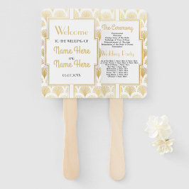 Hochzeitsprogramm Hand Fan 1920er Jahre Gold Fächer