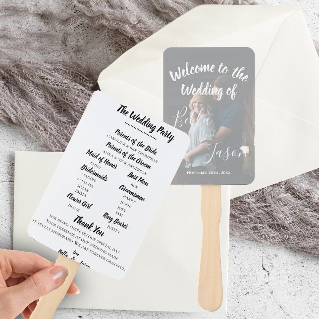 Hochzeitsprogramm Imitate Vellum Hochzeitsfeier Fächer (Wedding Program Faux Vellum Elegant Wedding Day Hand Fan)