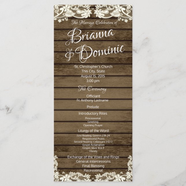 Hochzeitsprogramm Land Barn Romance Programm (Vorderseite)