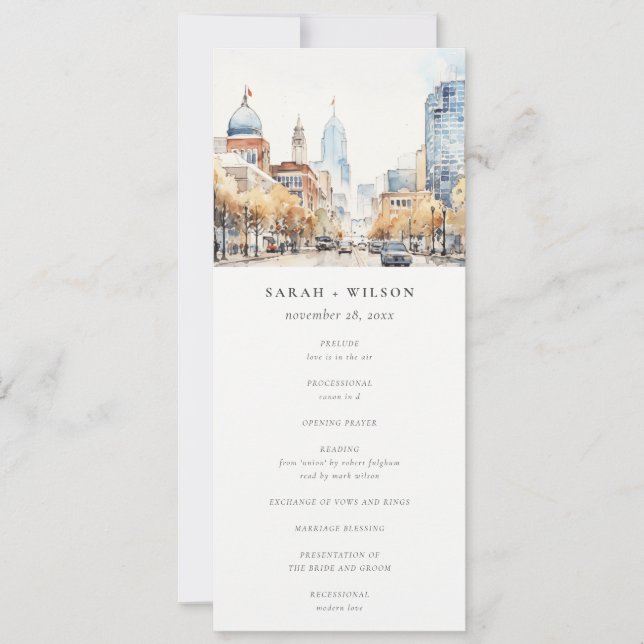 Hochzeitsprogramm Landschaft Indianapolis, Indiana Einladung (Vorderseite)