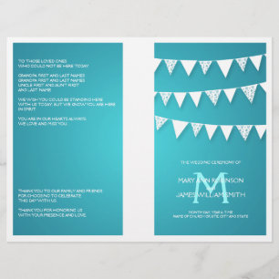 Hochzeitsprogramm Liebe Bunting Monogram Turquoise