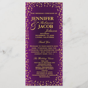 Hochzeitsprogramm Lila und Gold Confetti Programm