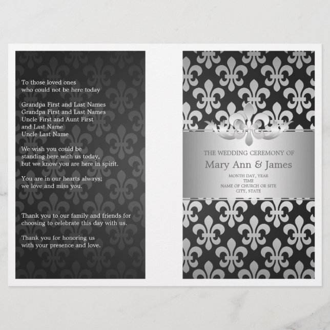 Hochzeitsprogramm Lilie Black (Vorderseite)