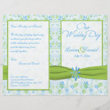 Hochzeitsprogramm "Lime Green and Blue Floral"