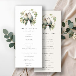 Hochzeitsprogramm "Love Birds Botanical Wreath" Einladung