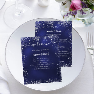Hochzeitsprogramm Menü blaue Silber Budget