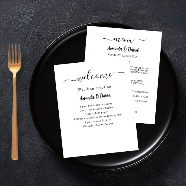 Hochzeitsprogramm Menü weiß schwarz Budget (Von Creator hochgeladen)