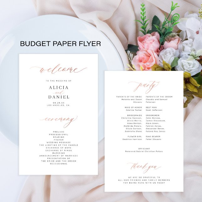 Hochzeitsprogramm mit Budget Rose-Gold-Schrift ele (Von Creator hochgeladen)
