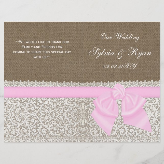 Hochzeitsprogramm mit weißer Spitze (Vorderseite)