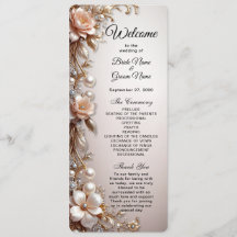 Hochzeitsprogramm mit zarten rosa und weißen Blume