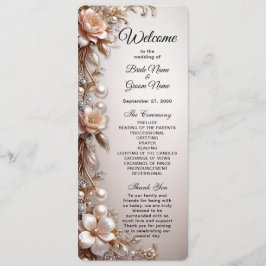 Hochzeitsprogramm mit zarten rosa und weißen Blume Programm