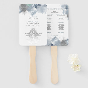Hochzeitsprogramm   Modern Dusty Blue Brushstroke Fächer