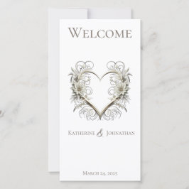 Hochzeitsprogramm - Moderne Blume mit Herz