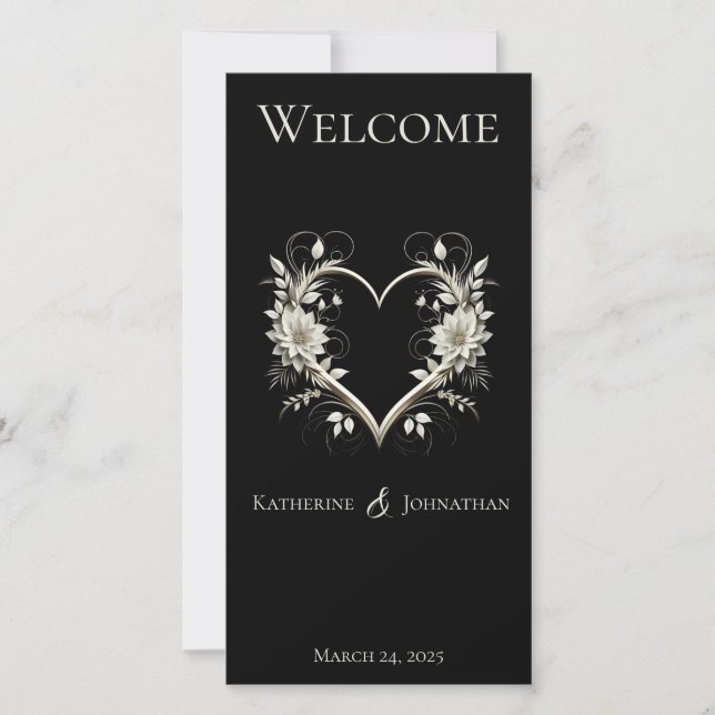 Hochzeitsprogramm - Moderne Blume mit Herz (Vorderseite)