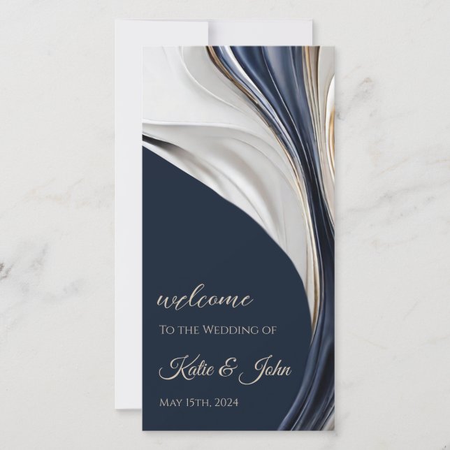 Hochzeitsprogramm - Modernes Abstraktes Blau und G (Vorderseite)