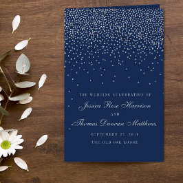 Hochzeitsprogramm Navy Blue & Glam Silver Confetti