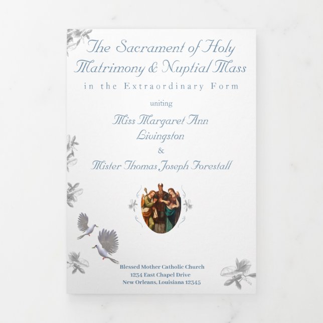 Hochzeitsprogramm Nuptial Unity Trifold Dreifach-gefaltete Programmkarte (Cover)