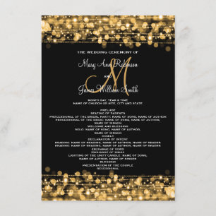 Hochzeitsprogramm Party-Funkeln Gold Einladung