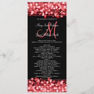 Hochzeitsprogramm Party Glitzern Red Einladung