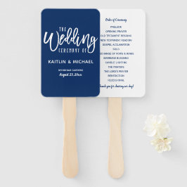 Hochzeitsprogramm | Pinselschrift (Navy Blue) Fächer