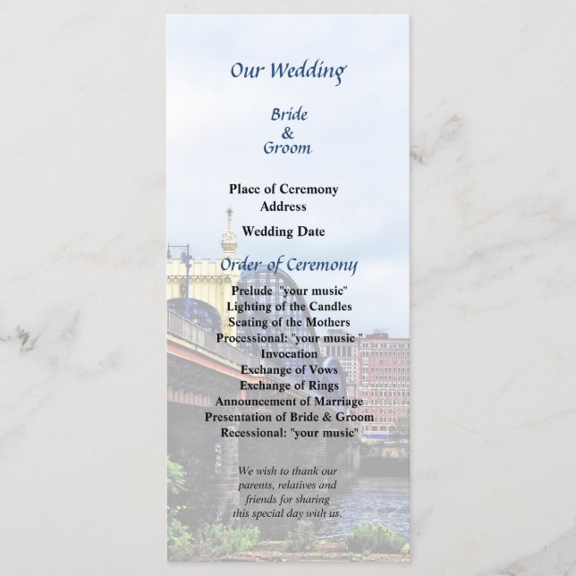 Hochzeitsprogramm Pittsburgh Skyline von Smithfiel Programm (Vorderseite)