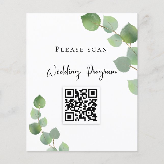 Hochzeitsprogramm QR Code Eukalyptus Grüne (Vorderseite)