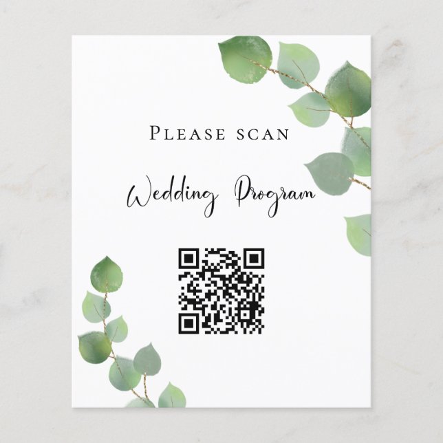 Hochzeitsprogramm QR Code Eukalyptus Grüne (Vorne)