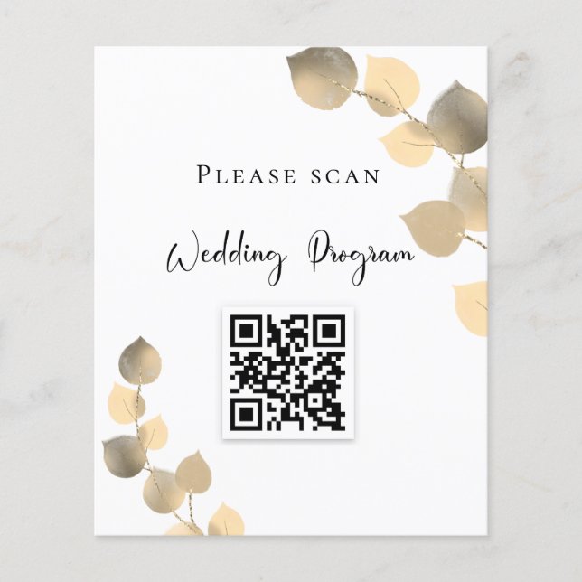 Hochzeitsprogramm QR Code Golden Eukalyptus (Vorne)