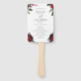 Hochzeitsprogramm | Rich Burgundy Marsala Floral Fächer