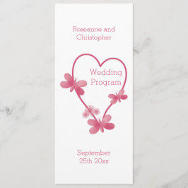 Hochzeitsprogramm Rosa Herz und Schmetterlinge Programm