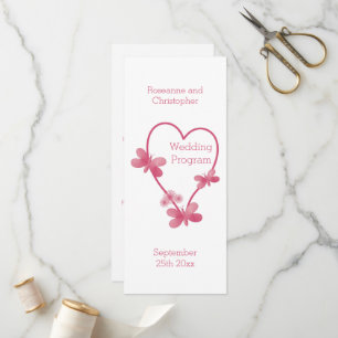 Hochzeitsprogramm Rosa Herz und Schmetterlinge Programm