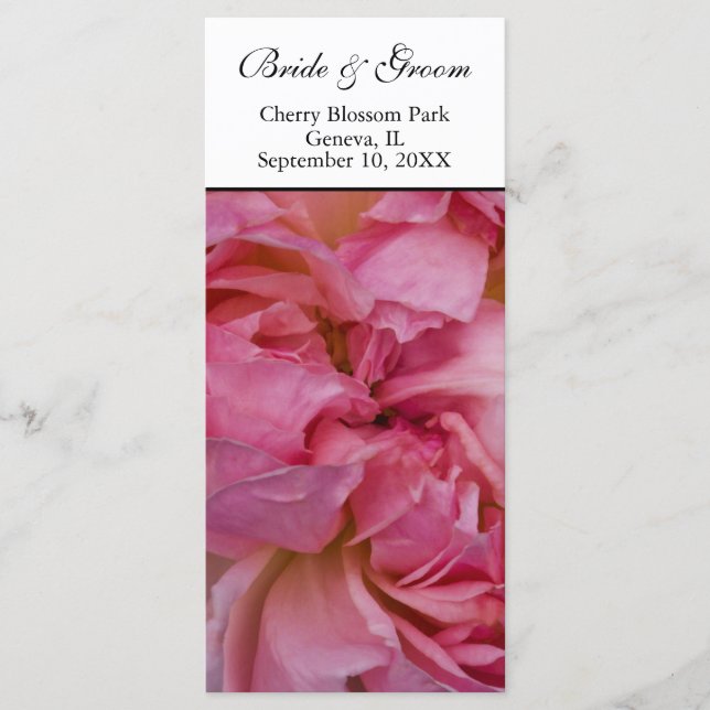 Hochzeitsprogramm - Rosa Karte (Vorderseite)