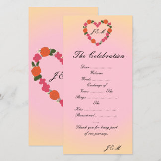 Hochzeitsprogramm rosa und orange florales Herz