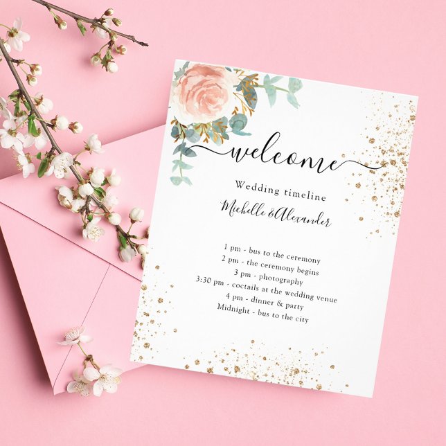 Hochzeitsprogramm Rose Gold Blumenbudget (Von Creator hochgeladen)