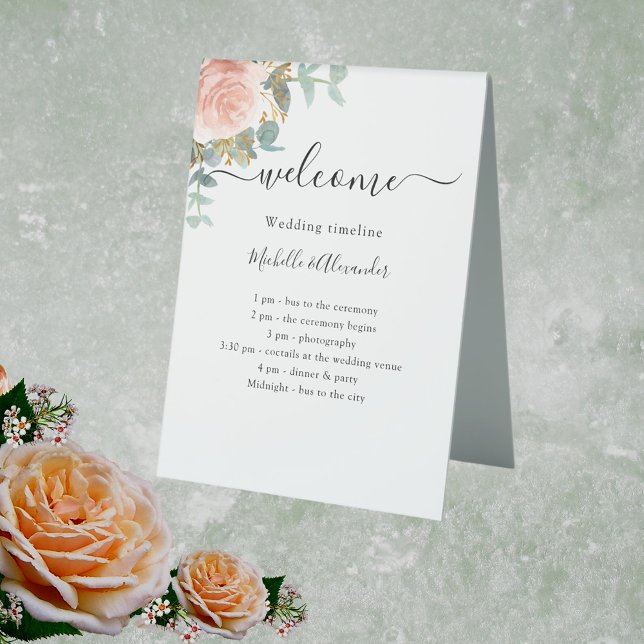 Hochzeitsprogramm Rose Gold Blumenempfang Tischaufsteller (Von Creator hochgeladen)