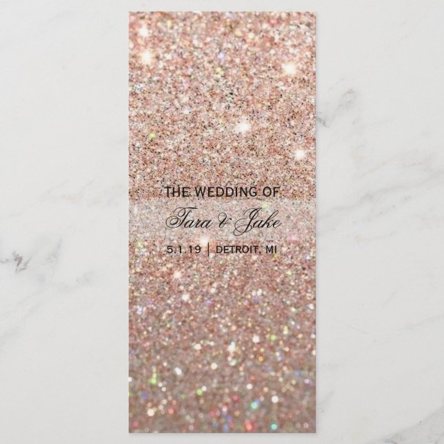 Hochzeitsprogramm - Rose Gold Glitzer Fab Programm (Vorderseite)