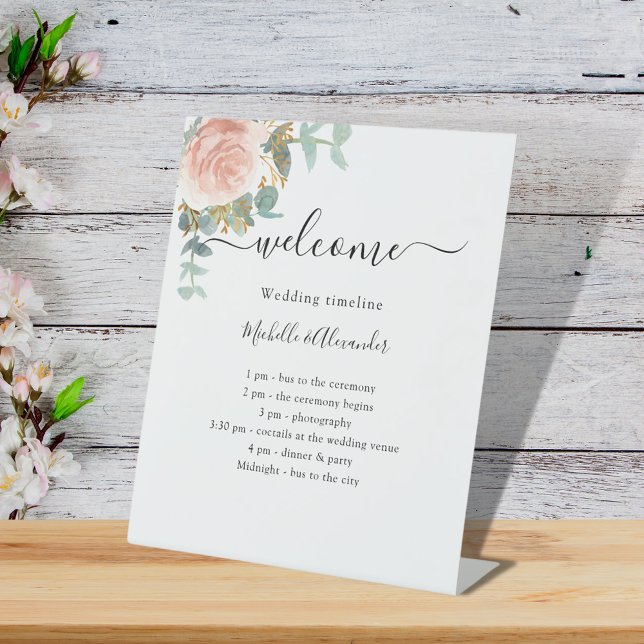 Hochzeitsprogramm Rose Goldflora Sockelschild (Von Creator hochgeladen)