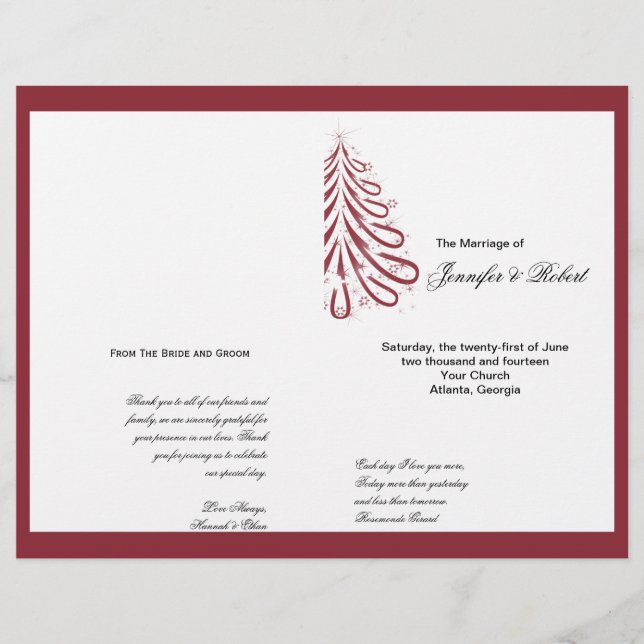 Hochzeitsprogramm Rot und Weiß (Vorderseite)