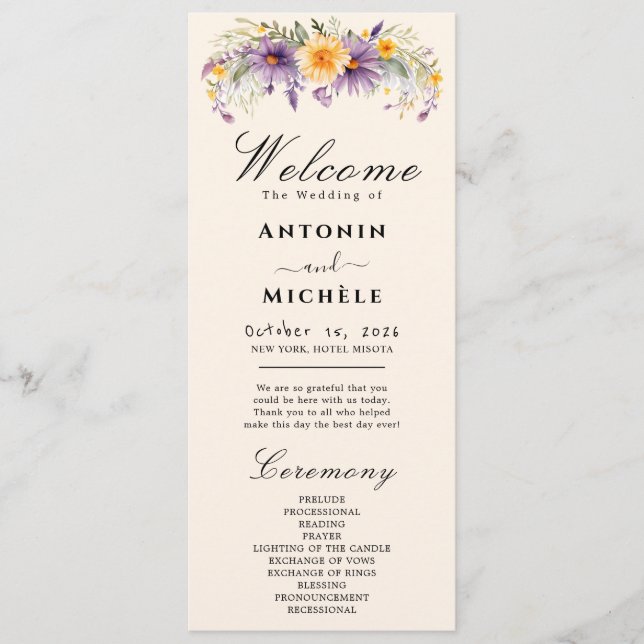 Hochzeitsprogramm Rustic Earth Florals Programm (Vorderseite)