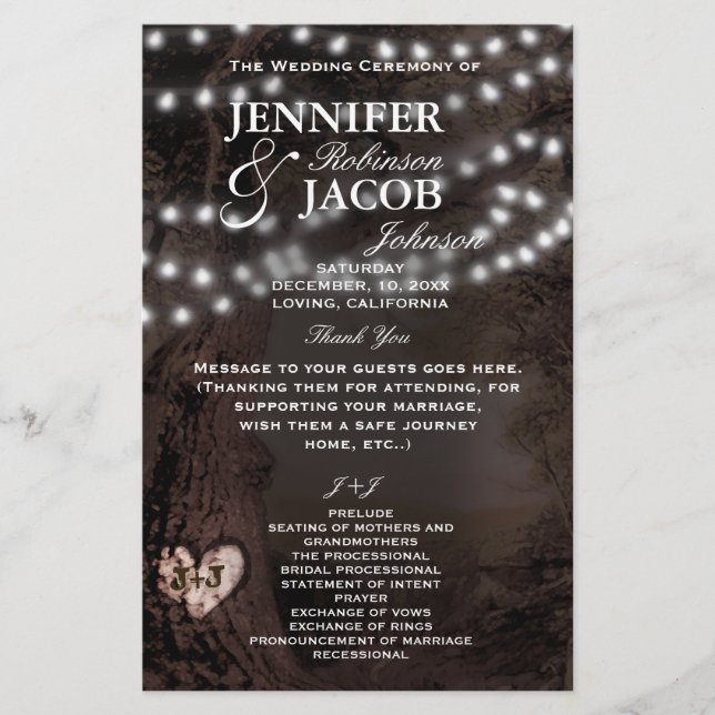Hochzeitsprogramm | Rustikale Hochzeit (Vorderseite)